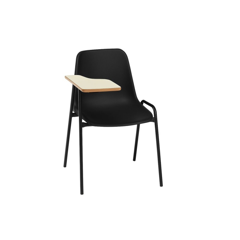 Silla aula con pala en colores con estructura negra pala crema pala derecha
