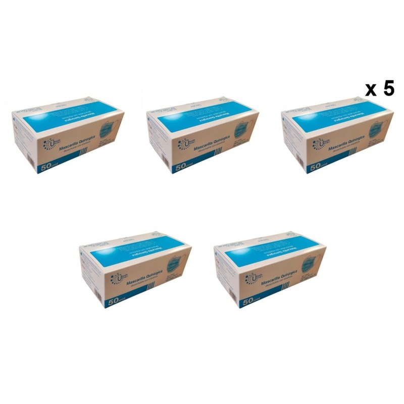 250 Mascarillas quirúrgicas (5 cajas de 50u.)